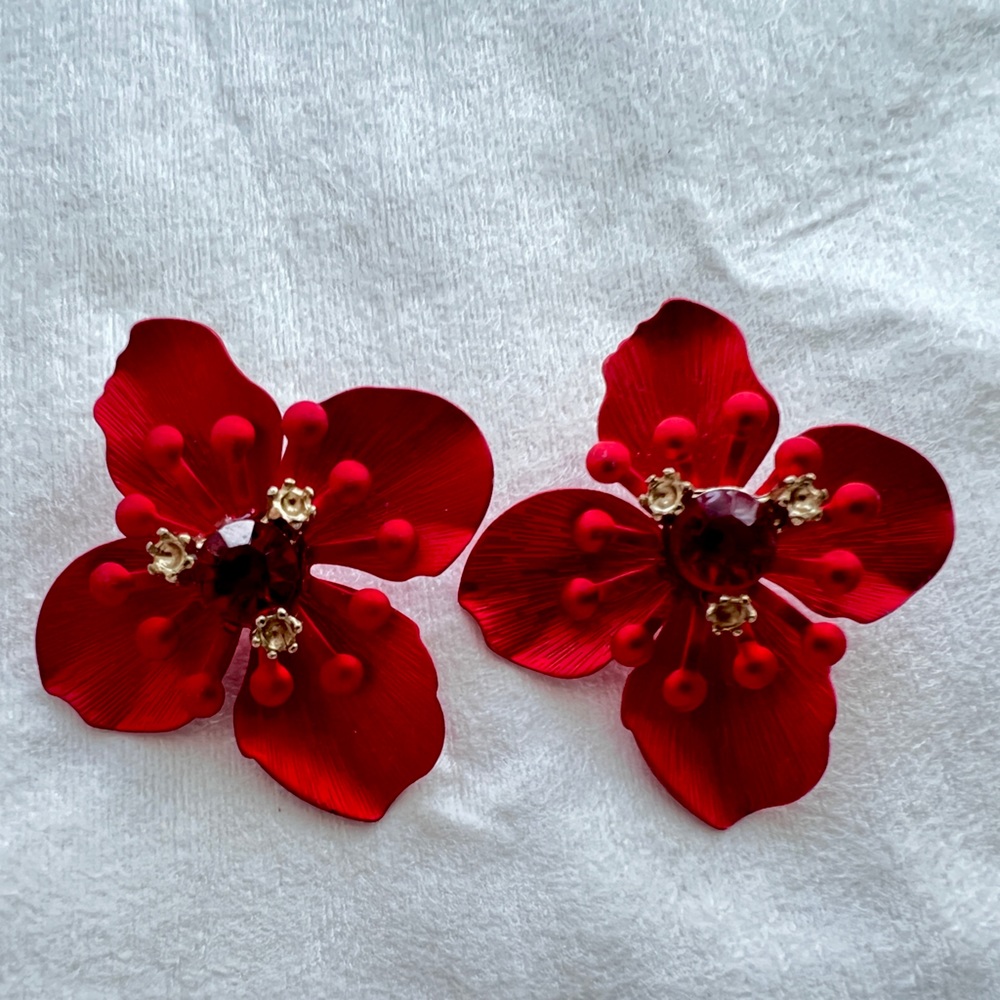 Red earrings.